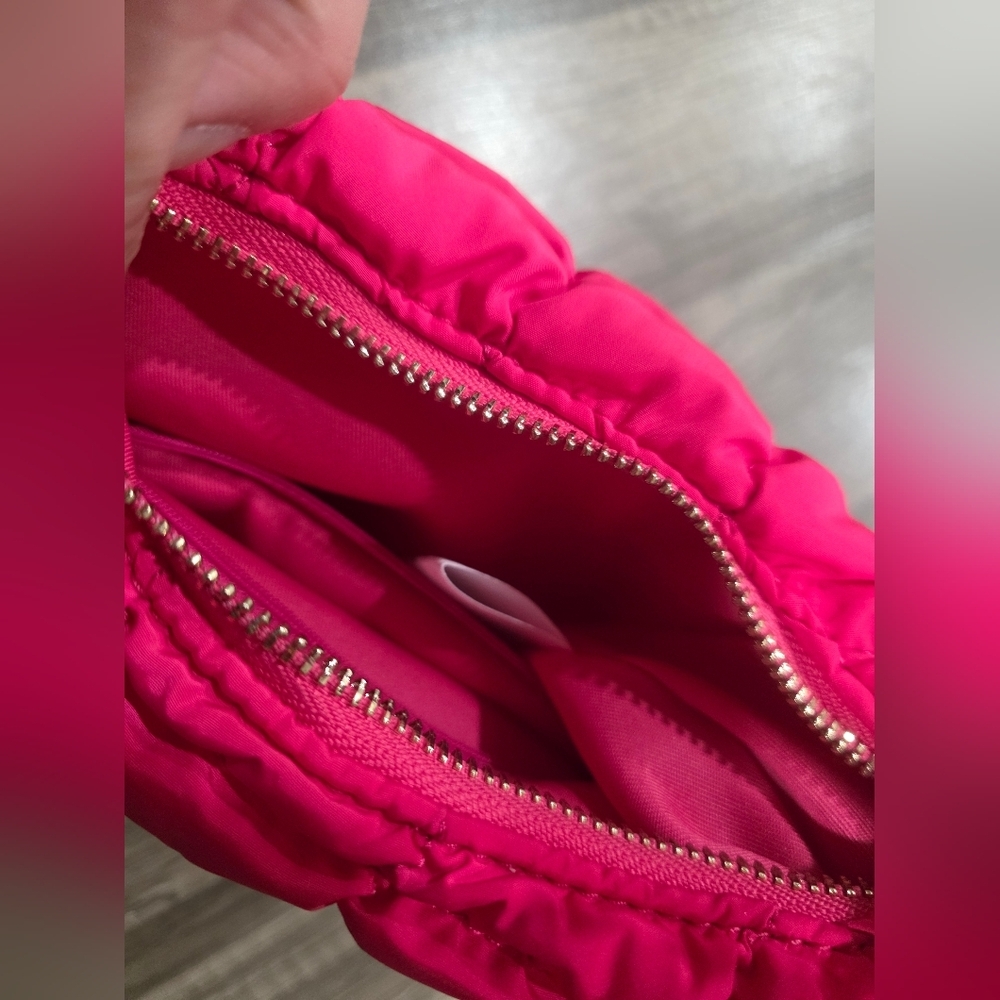 Urban Expressions Pink Wocen Nylon Bag Mini Lune Crescent Y2k Plush Purse UE - Picture 7 of 12